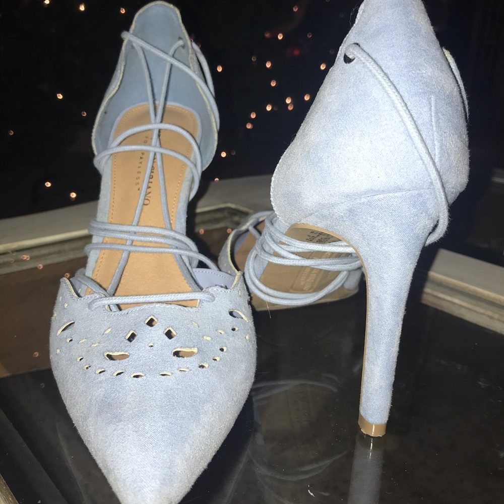 Light blue suede heels